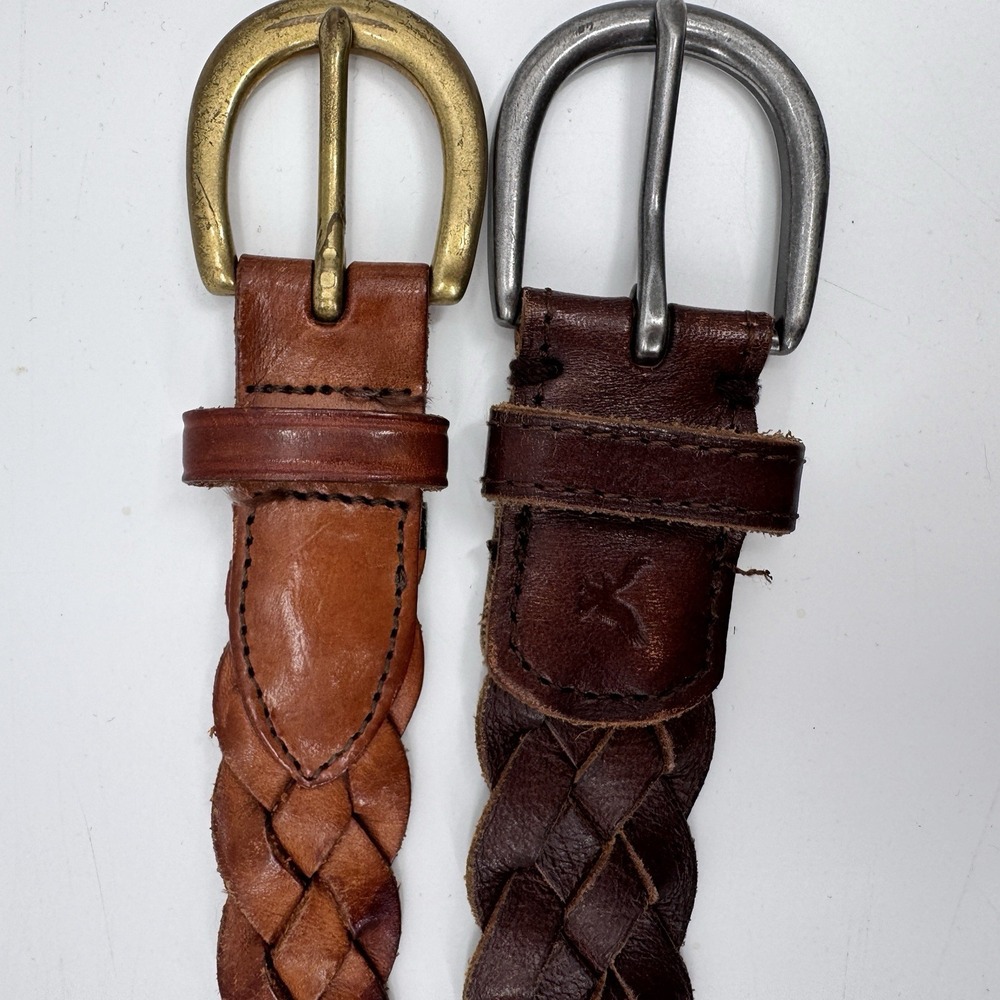 Vintage Eddie Bauer AEO Braided Genuine Leather Belt Sz 38 Brown Tan Unisex - Picture 3 of 14